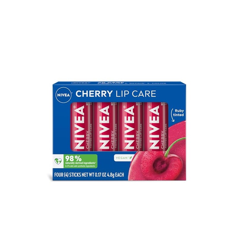 NIVEA Cherry Lip Care - Tinted Lip Balm for Beautiful,