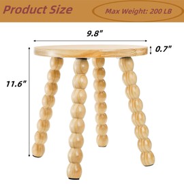 ELFULLY Solid Wooden Step Stool, 11.6" Short Stool for Adult, Non-Slip Footstool with Easy Assembly Legs Perfect Matched Sensory Table for Bedroom Bathroom, Garden, Kitchen, Holds Up to 200 lbs