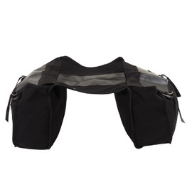 Bicycle Bike Rear Seat Carrier Bag Canvas Cycling Double Bags Pack Two Compartments for Outdoor Trip Picnic Black