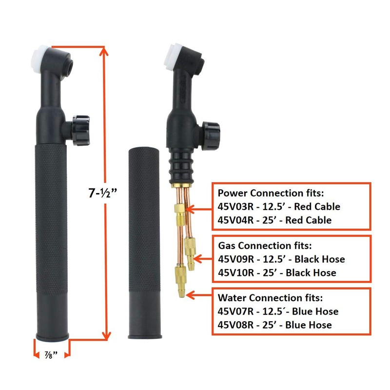 20 Series TIG Torch Head Body - With Valve -