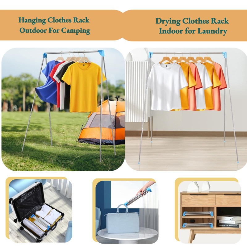 Portable Garment Rack for Travel, Mini Clothing Rack Foldable Compact