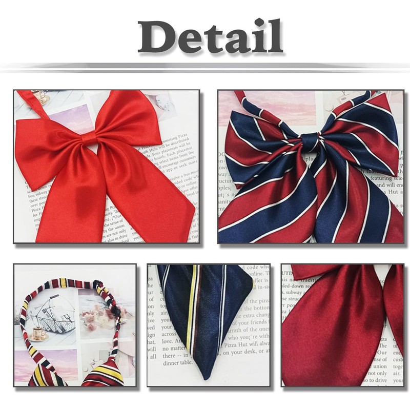 White Fang NC058 Bowtie, Ribbon, Stylish, Students, Uniform, Fashion, Striped,