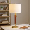 EMORLO Mid Century Modern Table Lamp, 22" Wood Pull Chain