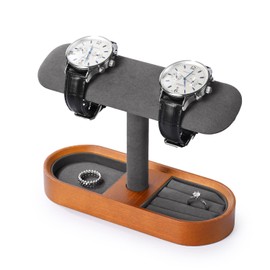 Oirlv SM21205 Wooden Watch Stand, For 2 - 4 Drawers, Storage, Display, For Photography, Luxury, Stylish, Clock Stand, Dark Gray)
