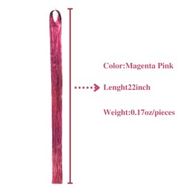 Magenta Pink Hair Tinsel Hair Extensions Fairy Tinsel Hair for Women Girls Glitter Tinsel Heat Resistant