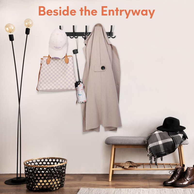 Optish Coat Rack Wall Mount, 2 Pack Coat Hooks Wall
