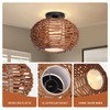 CALOKES Boho Semi Flush Mount Ceiling Light, Rattan Style Hand