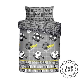 Bedlam - Fußball – Kinder-Bettbezug-Set | Einzelbettgröße | grau & gelb Bettwäsche