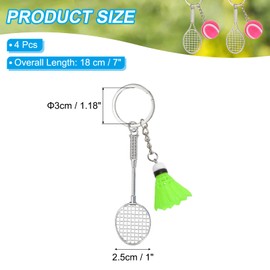 [PATIKIL] Badminton Key Chain Set of 4 Badminton Rubber Key Chain Sport Pendant Badminton Ball Decoration Keychain Gift Favor Souvenir Green