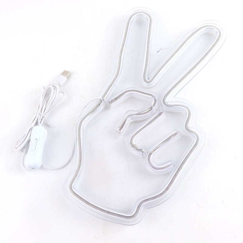 Neon Sign Light Innovative Victory Gesture Decorative Lamp USB Powered