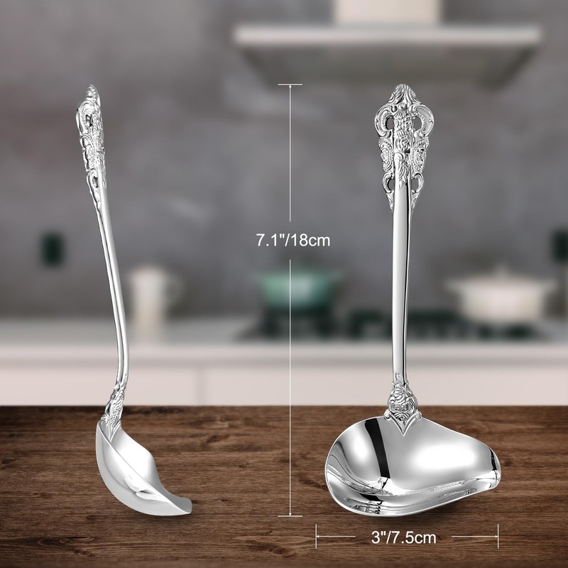 KEAWELL Luxury 7.2" Sauce Ladle, 18/10 Stainless Steel, Silver, Small