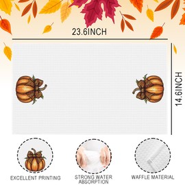 Fall Kitchen Towels Fall Pumpkin Kitchen Decor Autumn Pumpkin Bow Dish Towel Washcloth Autumn Thanksgiving Hand Towels for Bathroom 14.6 × 23.6 Inches