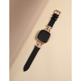 Wearlizer Leather Strap Compatible with Versa 4/ Versa 3 /Sense 2/ Sense Straps for Women Men, Quality Leather Band with D-Shape Metal Buckle for Versa 4/ Versa 3 Smartwatch