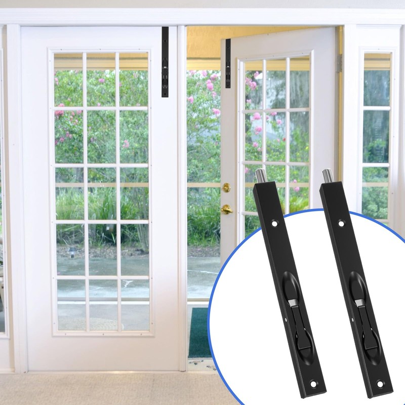 2 Pack Flush Bolt for Double Door, 8 Inch Stainless
