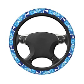 GEHGXF Blue Hibiscus Flowers Steering Wheel Cover Anti-Slip Car Accessories Absorbing Sweat Breathable Steering Wheel Protector for Men Women Girls Universal 15 Inch Car Interior Decor