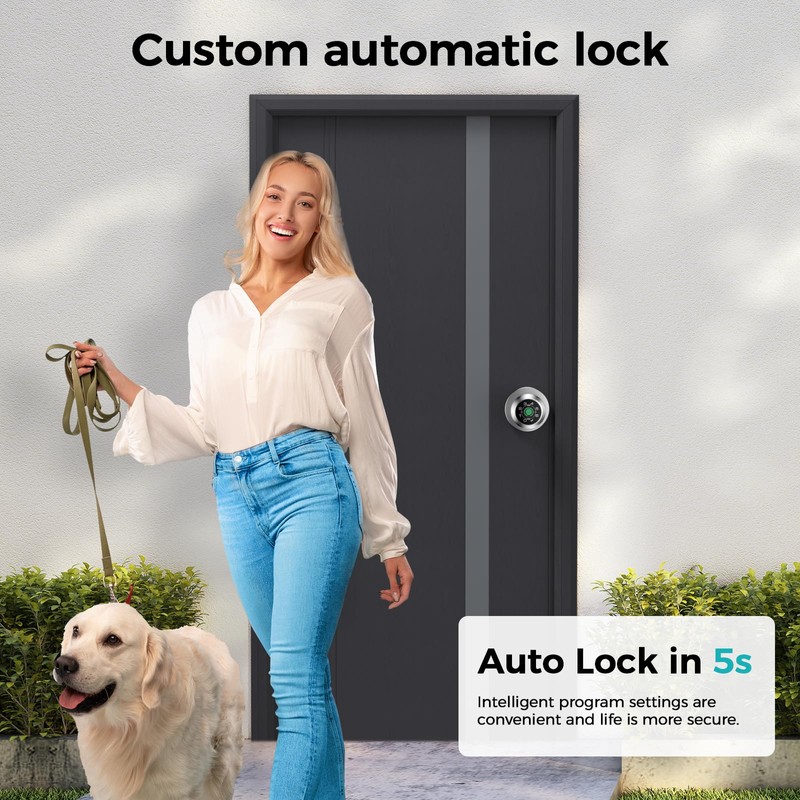 HEI LIANG Fingerprint Smart Door Knob with Fingerprint & Keypad,