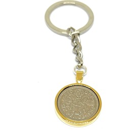OCC Old Coin Cufflinks 1954 Solid Keyring Sixpence 70th Birthday 70th birthday gifts GLD