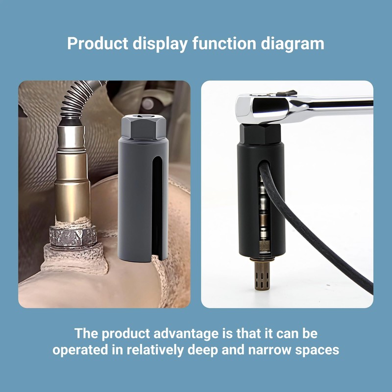 Oxygen Sensor Socket with Side Wire Cutout 3/8” Inch Drive