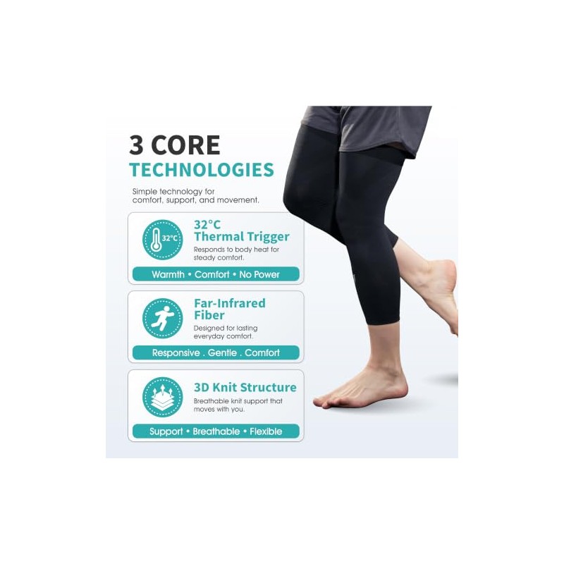 Vital Salveo-Sports and Outdoor Compression Long Knee Sleeve Support- Germanium