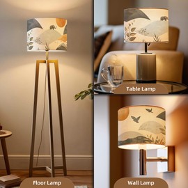 deeinglif Fabric Drum Lampshades for Table, Floor Lamps, 13’’ Top x 13’’ Bottom x 10’’ High (Spider), Medium Size, Small Size Replacement, Vintage Bird Lampshades, Western, Boho Wabi-Sabi Style