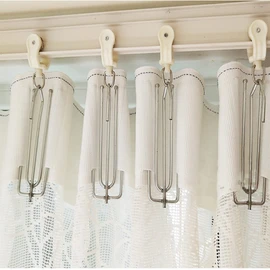 MJMP Pleat Tape for Curtain Heading Vintage Style 20 Yard with 40 Pcs Stainless Steel 4 Prong Curtain Pleat Hook Clip (20Yard 40 Pack, White)