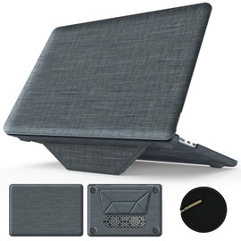 KAIJIAbox for MacBook Air 13.6 inch Case M4 M3 M2 (2025/2024/2022), Woven Fabric Case with Foldable Stand, Bottom Mesh Structure Heat Dissipation, for 13 inch A3240 A3113 A2681, Gray