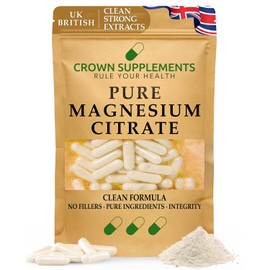 Pure Magnesium Citrate Capsules | Elemental Magnesium 15.3% | Clean Supplements | Crown Supplements UK (270 Capsules)