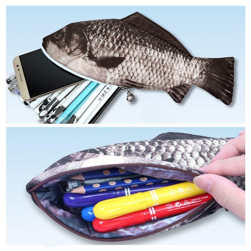 NA Fish Pen Bag Funny Pencil Case Fish Shape Zipper