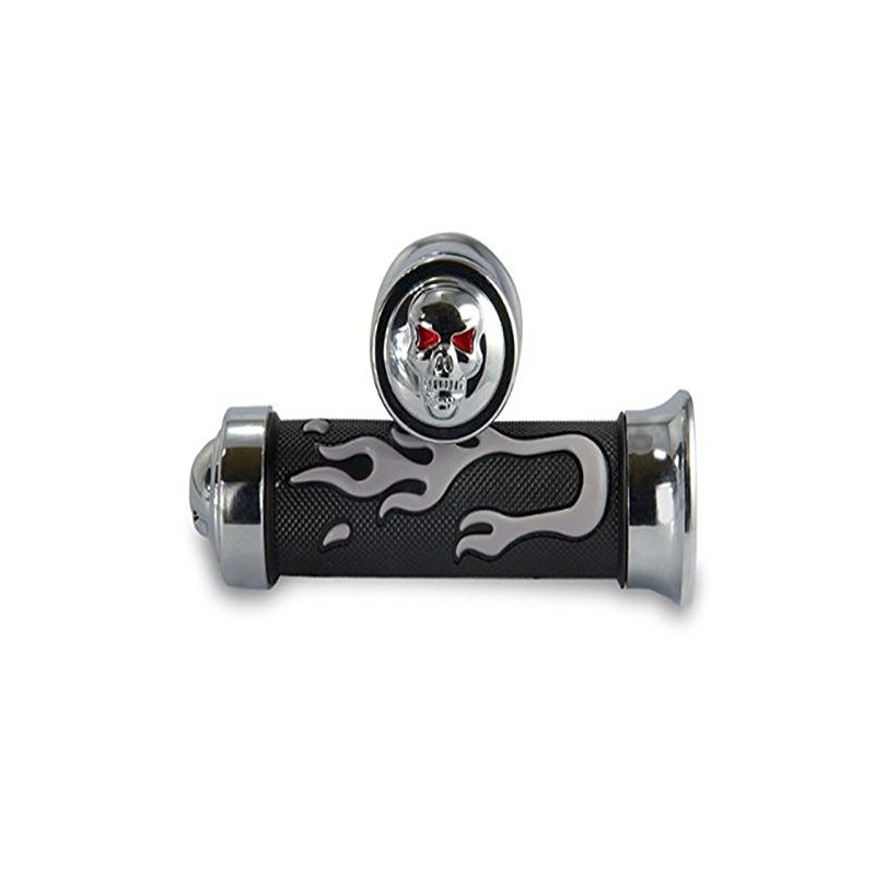 Szmsmy Skull Bike Grip 1.0 inch (25 mm) Plated Left