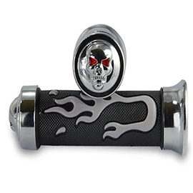 Szmsmy Skull Bike Grip 1.0 inch (25 mm) Plated Left and Right Set Skull Bar End