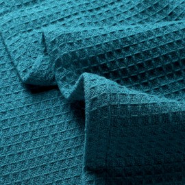 Glamburg 100% Cotton Thermal Blanket, Breathable Waffle Blanket, Twin Size, All Season, Teal