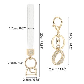 PATIKIL Leather Wristlet Keychain, Initial Letter O Keychains with Key Ring and D Ring Car Keys Keychain Decorative Alphabet Key Chain for Bag Backpack DIY, Gold Tone