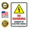 No Swimming Danger of Electric Shock Sign, 10x7 Inches, 55