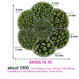 5900 Pcs Half Pearls for Crafts Dark Green Nail Pearls for Nail Art Falt Back Pearls for Makeup Craft Pearls for Artists Creative DIY Flatback Pearls for Nails（2/3/4/5/6/8/10mm）