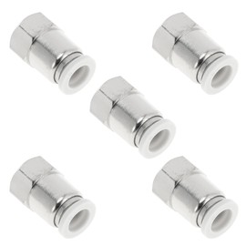 Motoforti Push to Connect Air Fittings 5/16" Female Thread Air Line Quick Connector Plastic Metal 1/4"BSPT 5 Pcs White Silver Tone
