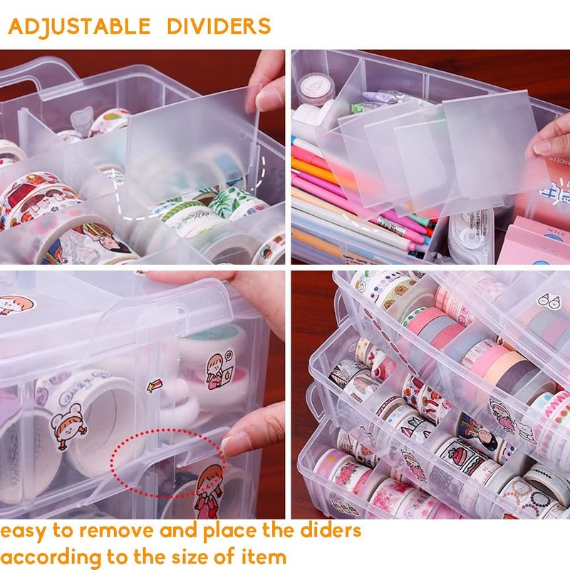 HomDSim Washi Tape Box Organizer Storage,Divider Closet Container,with 30 Adjustable