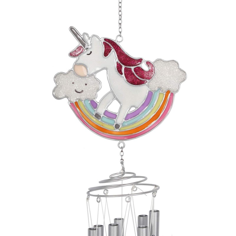 Rainbow Unicorn Glitter Windchime Sun Catcher Home Garden Hanging Mobile