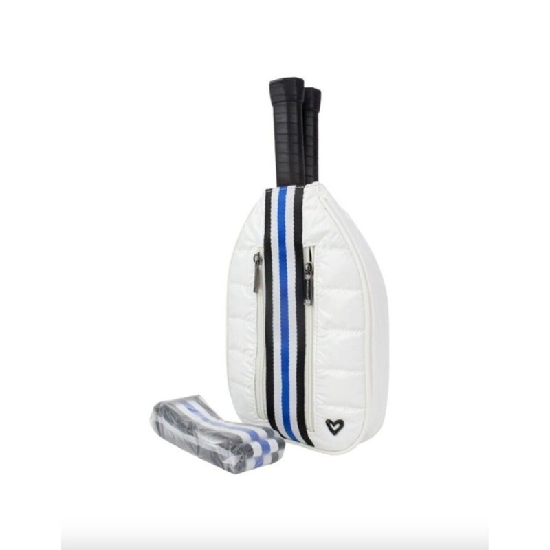 Prenelove Pickleball Puffer Crossbody Sling Bag White Unisex One Size