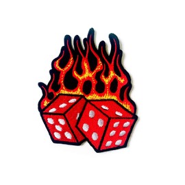 Dice Fire Flame Biker Rider Logo Applique Embroidered Sew on Iron on Patch for Backpacks Jeans Jackets T-Shirt Clothing