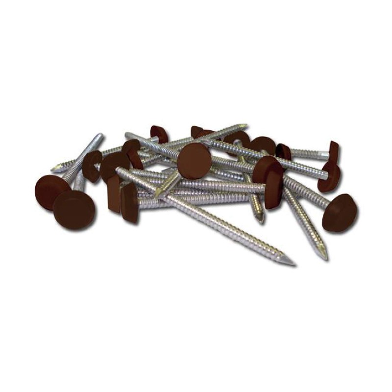 50 x Brown UPVC 30mm Poly Top Pins Nails Plastic