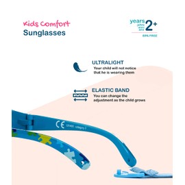 Kiddus Comfort Children’s Sunglasses for Boys and Girls Ages 2 to 6 Years Totally Flexible Model for Extra Comfort With Strap and Very Resistant 100% UV Protection Useful Gift -