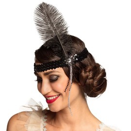 Boland 10102276 Gangster Charleston 00620 Feathered Band Black, One Size