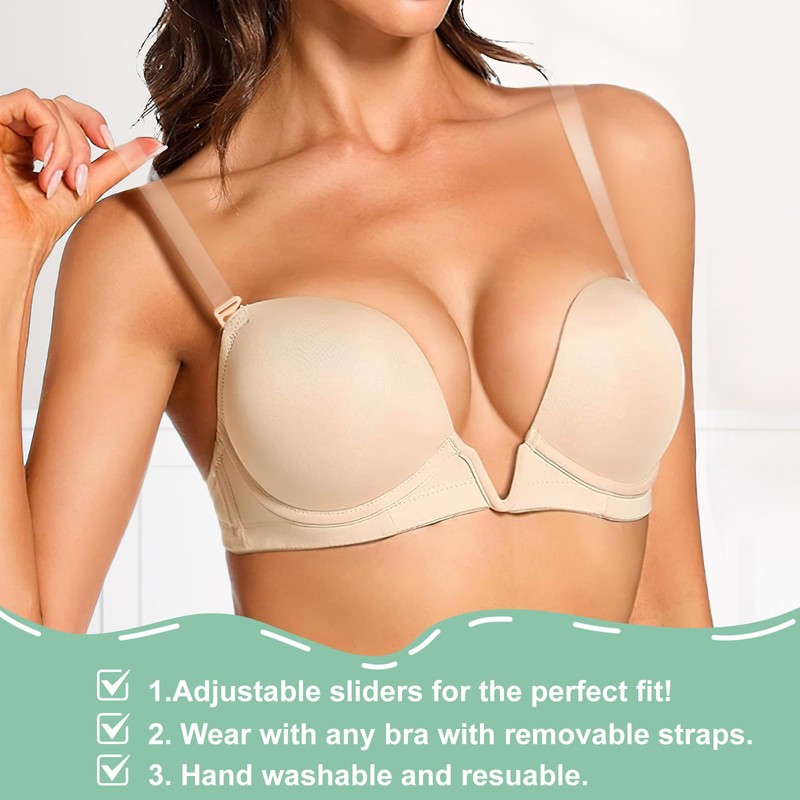 6 Pairs of Transparent Bra Straps, 1 cm/1.2 cm/1.5 cm