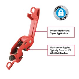Master Lock Red Electrical Box Circuit Breaker Lockout, Tagout Breaker Box Lock for Standard Single and Double Toggles, 493B