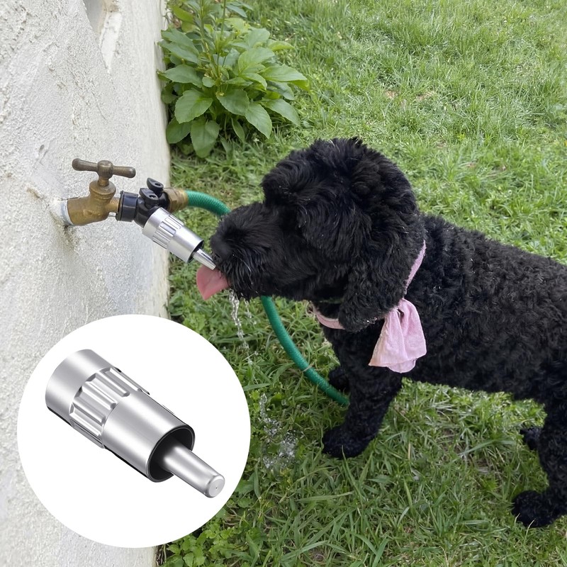 Qinyoung 1 Pack Dog Waterer Faucet, 3/4" Hose Spigot Attachment