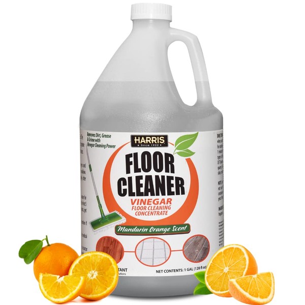 HARRIS Orange Vinegar Floor Cleaner, 128oz for Use on Hardwood, Laminate, Vinyl and Tile Floors