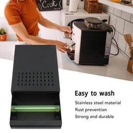 Tgoon Coffee Knock Box Drawer, Stainless Steel Thickened Detachable Coffee Ground Knock Container for Coffee Makers, Home Office (Black)