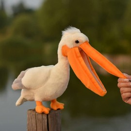 LIUHONGFEI Simulated Pelican Plush Toy Stuffed Animal Bird Doll with Aluminum Wire on The Neck and feet to Stand steadily