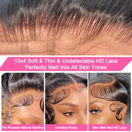 Jinkarsiman Bob Wig Human Hair 13x4 HD Bob Lace Front Wigs Human Hair Short Straight Frontal Wigs for Black Women Pre Plucked with Baby Hair Natural Color 10 Inch