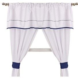 BabyDoll Unique Valance Curtain Set, Navy, 5 Piece